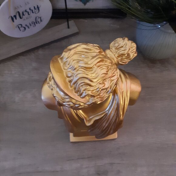 12" Greek Statue Diana Sculpture Décor, Gold Simple Art, Symbol of Good Luck - Picture 8 of 14